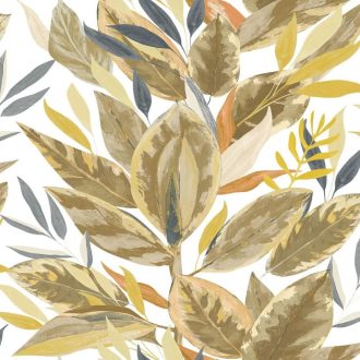   Botanikus levélmintás tapéta – elegáns természet ihlette design tapéta nappaliba és hálószobába fehér-zöld árnyalatban