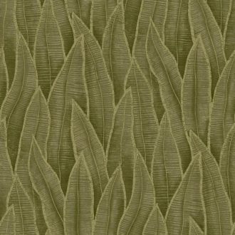   Trópusi levélmintás design tapéta – elegáns botanikus faldekoráció modern enteriőrökbe ,olivazöld  színben