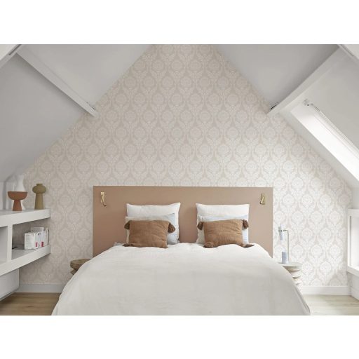 Drapp  színű damaszt mintás tapéta 