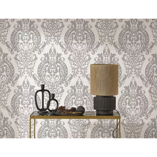 Fehér-fekete modern artdeco tapéta – Elegáns klasszikus minta