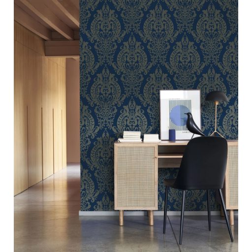 Klasszik kék-arany modern artdeco tapéta – Elegáns klasszikus minta