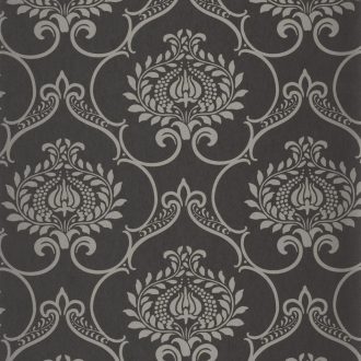   Sötétszürke damaszt mintás tapéta – Elegáns klasszikus faldekor