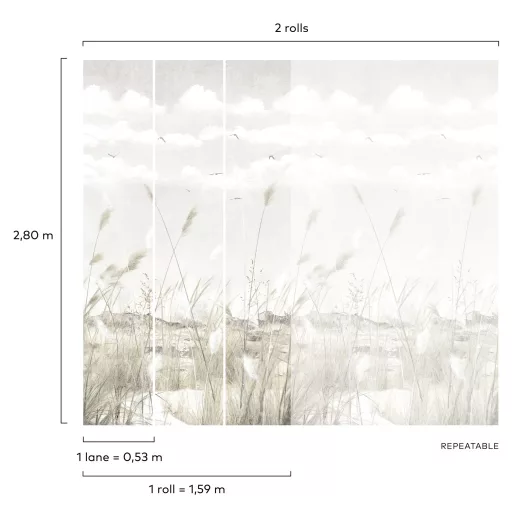 Prémium pampafű tapéta – minimalista természetes faldekor bézs árnyalatokkal 159x280cm