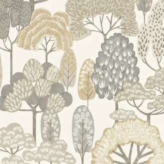 Pasztell felhő mintás gyerekszoba tapéta kék és barna árnyalatokkal