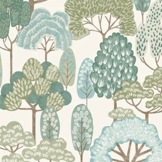 Pasztell felhő mintás gyerekszoba tapéta kék és barna árnyalatokkal