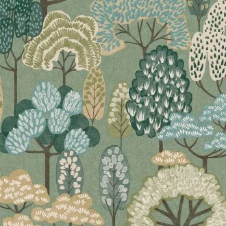 Pasztell felhő mintás gyerekszoba tapéta kék és barna árnyalatokkal