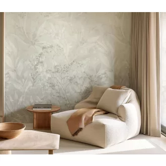   Bézs botanikus fali poszter – finom növényi mintás, természetes elegancia – 1.5m x 2,70m