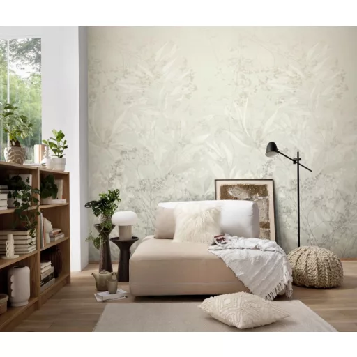 Bézs botanikus fali poszter – finom növényi mintás, természetes elegancia – 1.5m x 2,70m