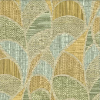   Art deco tapéta íves geometrikus mintával – okker, zsályazöld és bézs