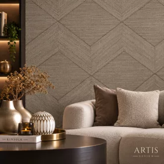   Modern geometrikus tapéta textilhatású mintával – taupe bézs