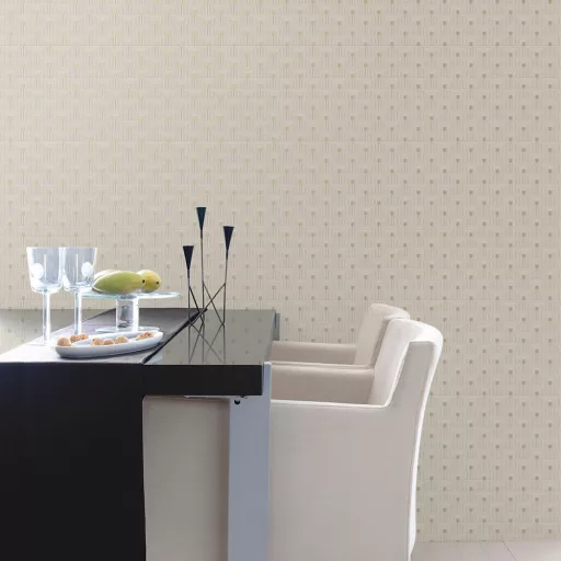 Stílusos geometrikus mintás tapéta art deco hangulattal krém-arany szinben