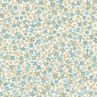   Finom pasztell virágmintás gyerektapéta kék, menta és bézs árnyalattal