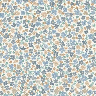 Finom pasztell virágmintás gyerektapéta kék, menta és bézs árnyalattal