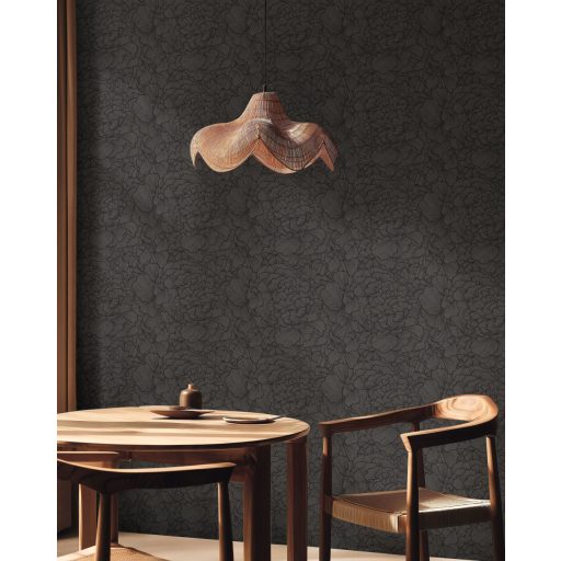 Elegáns ginkgo levél mintás tapéta – modern botanikus  dekortapéta , szürke- fekete színben