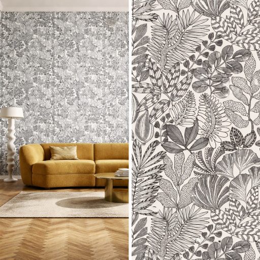 Elegáns levélmintás design tapéta – modern botanikus mintázatú dekor tapéta