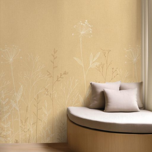 Botanikus fali dekor panel tapéta – minimalista vadvirág mintás design tapéta modern enteriőrökhöz  2,8mx2m