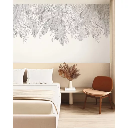 Trópusi leveles tapéta – elegáns pálmalevél mintás dekor falpanel modern enteriőrbe 3mx2,5m