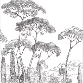   Fenyőfás panoráma tapéta – elegáns tájképes dekor panel2mx2,5m