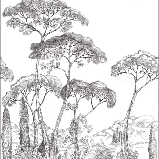 Fenyőfás panoráma tapéta – elegáns tájképes dekor panel2mx2,5m