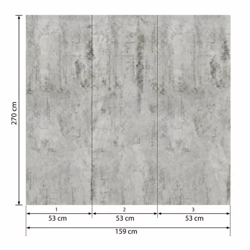 Modern, drapp betonhatású poszter tapéta, amely finoman strukturált, kopott felülettel  1,59x 2,70m