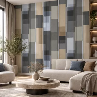   Modern, geometrikus posztertapéta karakteres, elegáns színvilággal. 2,12x 2,70m