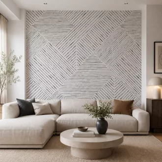   Modern, fekete-fehér posztertapéta látványos geometrikus vonalmintával. 2,12x 2,70m