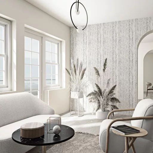 Természetes kő hatású design tapéta – modern falburkolat nappaliba, hálószobába és elegáns enteriőrökbe szürke színben