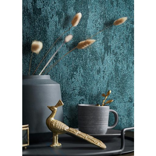 Modern petrolkék strukturált tapéta – elegáns, egyszínű fali dekor