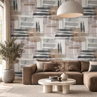   Modern, festett hatású absztrakt tapéta finom föld színekkel l 1,59x 2,70m