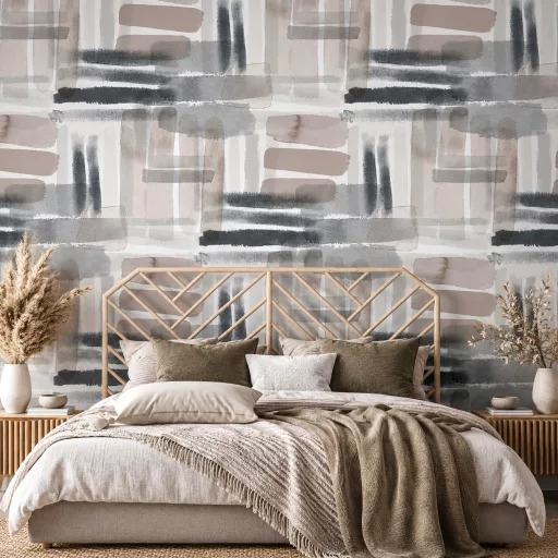 Modern, festett hatású absztrakt tapéta finom föld színekkel l 1,59x 2,70m