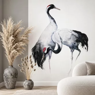   Elegáns, akvarell hatású posztertapéta két kecses daru madár motívumával. 1,59x 2,70m