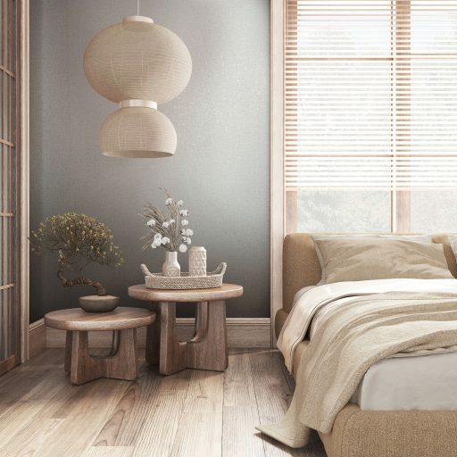 Törtfehér szövethatású tapéta – világos textil hatású faldekoráció