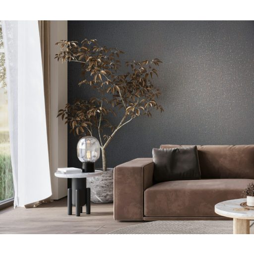 Szürke szövethatású tapéta bronzos mintázattal – prémium textil hatású faldekoráció