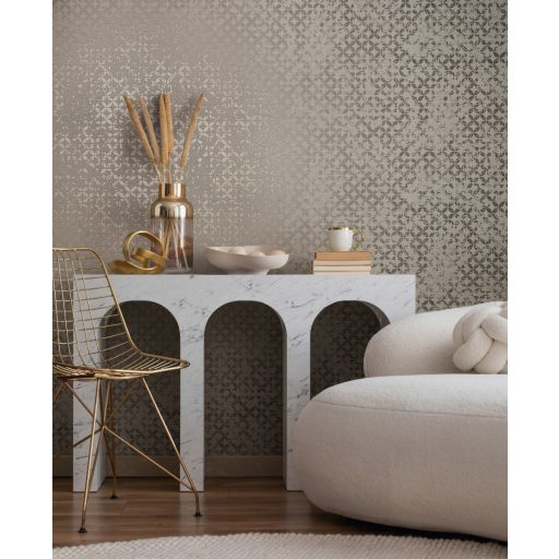 Világos greige mintás tapéta finom geometrikus motívummal – elegáns faldekoráció