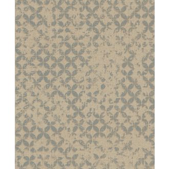   Bézs mintás tapéta szürkéskék geometrikus motívummal – elegáns faldekoráció