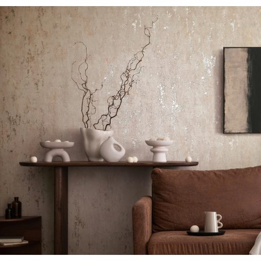 Meleg betonhatású tapéta bézs árnyalatokkal – természetes vakolat textúra