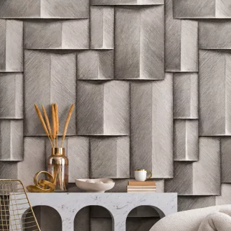   Modern szürke poszter tapéta látványos, 3D hatású geometrikus mintával 1,59x 2,70m