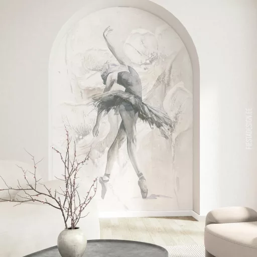 Művészi dekor tapéta balerina motívummal – festményszerű falpanel design 212x270cm