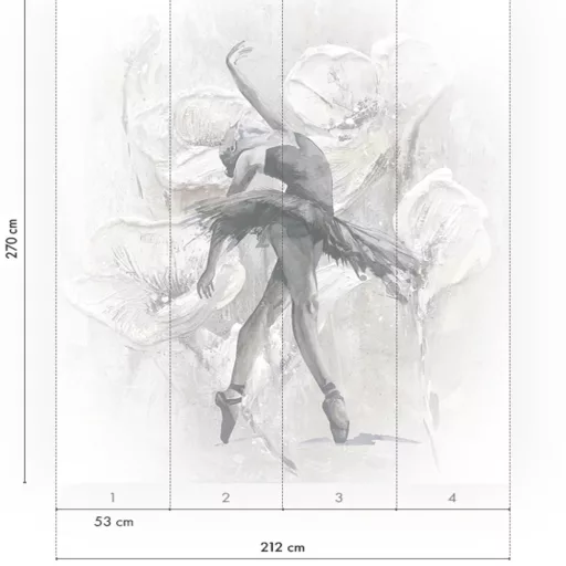 Művészi dekor tapéta balerina motívummal – festményszerű falpanel design 212x270cm