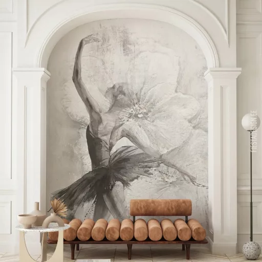 Művészi dekor tapéta balerina motívummal – festményszerű falpanel design 212x270cm
