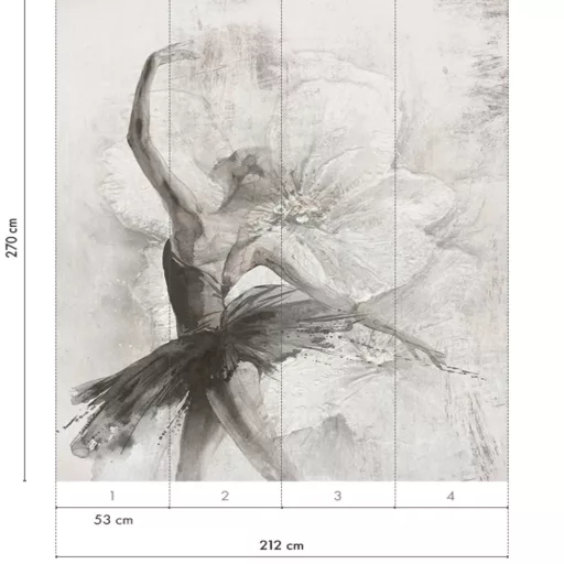 Művészi dekor tapéta balerina motívummal – festményszerű falpanel design 212x270cm