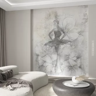   Művészi dekor tapéta balerina motívummal – festményszerű falpanel design 212x270cm