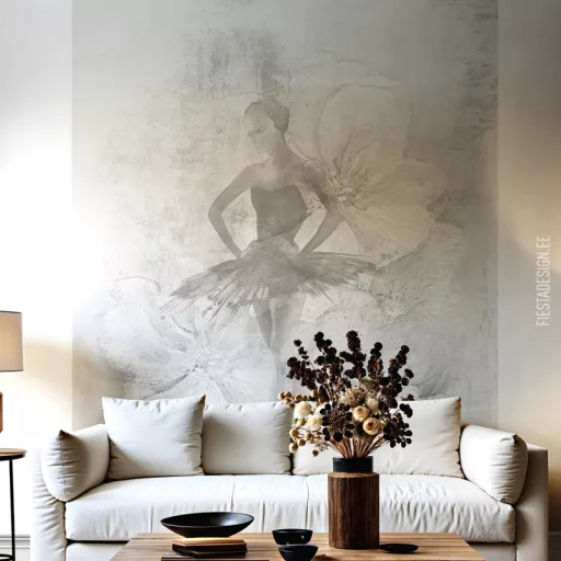 Művészi dekor tapéta balerina motívummal – festményszerű falpanel design 212x270cm