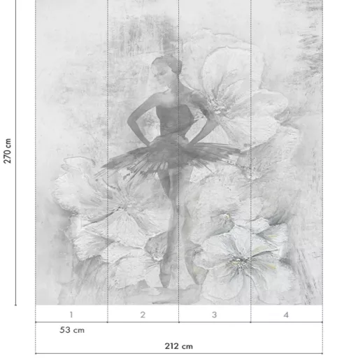 Művészi dekor tapéta balerina motívummal – festményszerű falpanel design 212x270cm