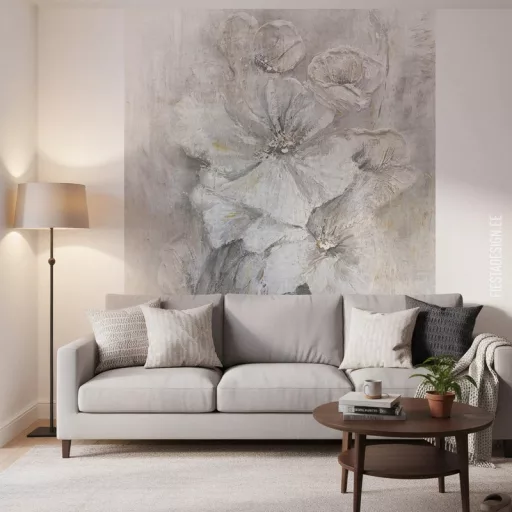 Dekoratív virágmintás tapéta – festményszerű falpanel hatású prémium design 212x270cm