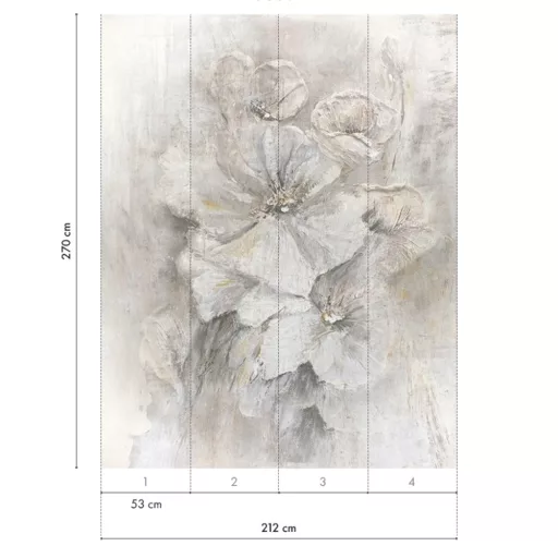 Dekoratív virágmintás tapéta – festményszerű falpanel hatású prémium design 212x270cm