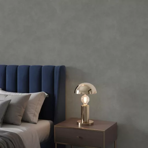 Beton szürke színű dekorfestés hatású tapéta – modern strukturált falfelület elegáns enteriőrbe