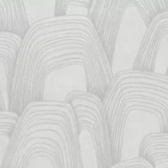   Elegáns, íves mintázatú tapéta finom textúrával, szürkés  tónussal
