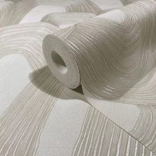 Elegáns, íves mintázatú tapéta finom textúrával, beige  tónussal