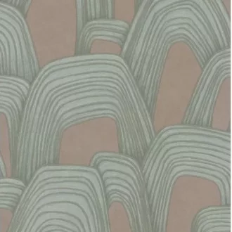   Elegáns, íves mintázatú tapéta finom textúrával,barna-mentazöld árnyalatban